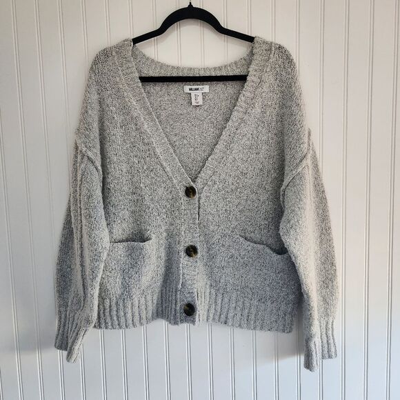 WILLIAM RAST Gray Wool Blend V-Neck Button Front Cardigan size Small - Picture 2 of 7